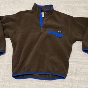 Patagonia Synchilla Mens Medium Brown Blue Snap-T Fleece Pullover